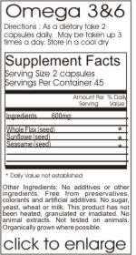 Omega 3&6 Capsules Ingredient Supplement Facts