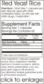  Red Yeast Rice Caps Ingredient Supplement Facts